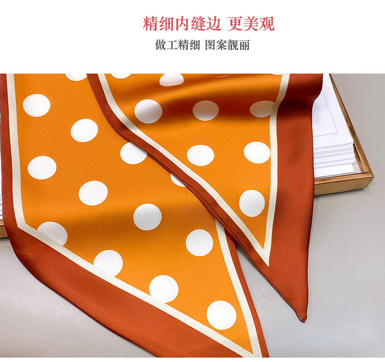 韩国时尚波点细窄长条丝巾女仿真丝斜角春夏领巾发带绑包详情43