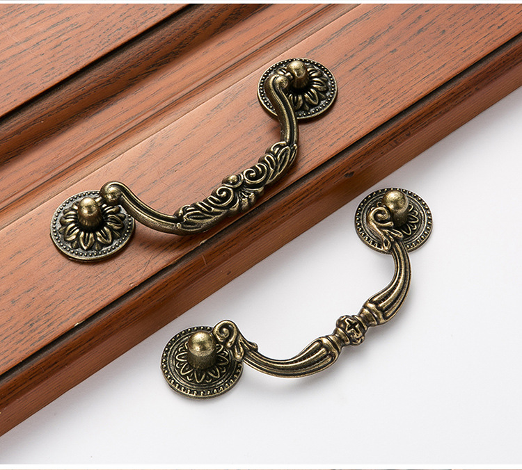 欧式复古橱柜衣柜门拉手美式鞋柜抽屉把手书柜电视柜单孔吊环拉手详情32