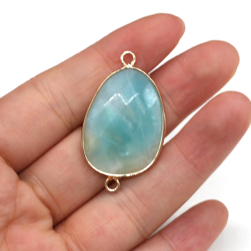 DIY jewelry making and wholesale of natural semi-precious stone irregular teardrop-shaped cut flour crystal gold-plated edge connectors pic 7