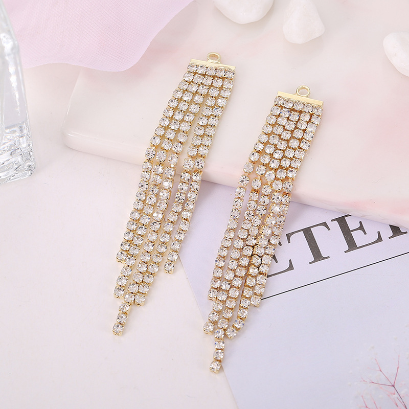 Best-selling diy water diamond claw chain, welded earrings, tassel accessories, earrings, versatile heart-shaped round five-pointed star ear strings pic 14