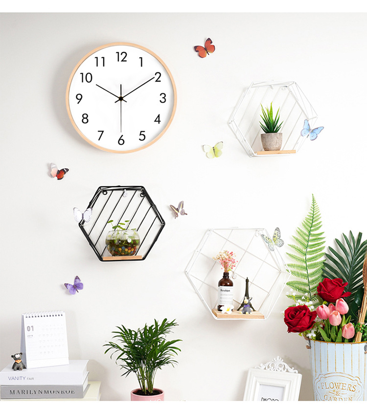 Japanese-style simple wall clock with large font, living room wooden clock, dining room bedroom modern silent round clock, solid wood frame pic 2