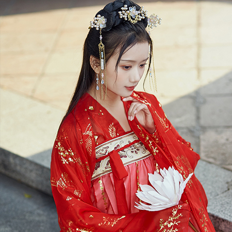 国潮新款成人汉服女成人古装中国风全套烫金上襦大袖衫齐胸襦裙套装详情5
