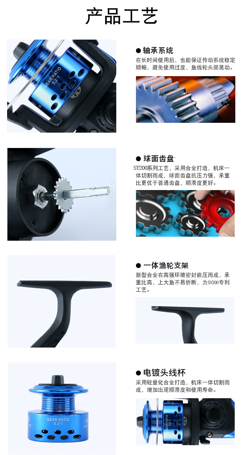 洪翔电镀头线杯渔轮鱼线轮纺车轮海竿钓鱼轮鱼竿垂钓渔具详情5