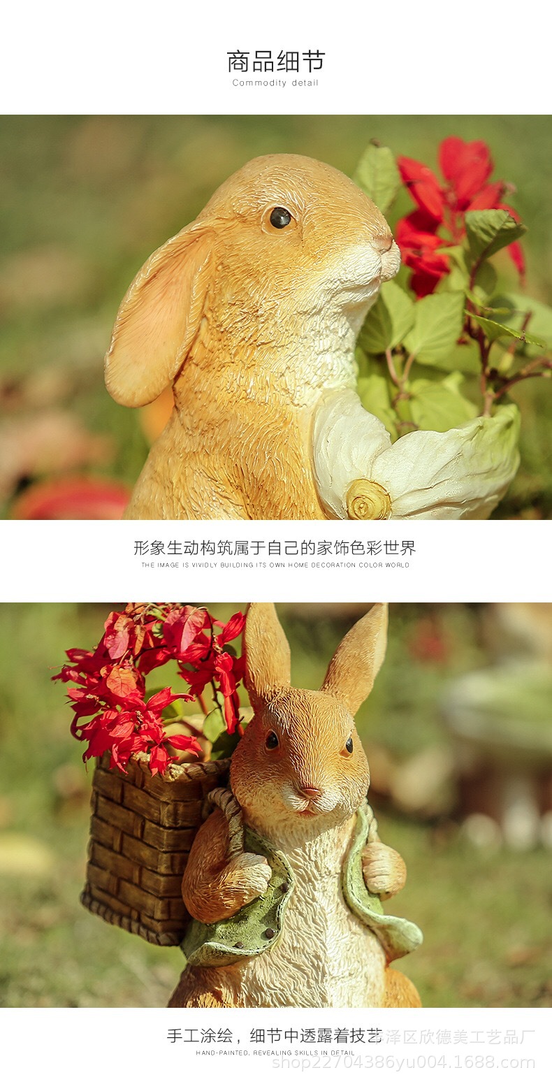 Cross-border supply, little Rabbit outdoor garden ornaments, potted plants, landscaping, bonsai sculptures, decorative items, resin handicrafts pic 4