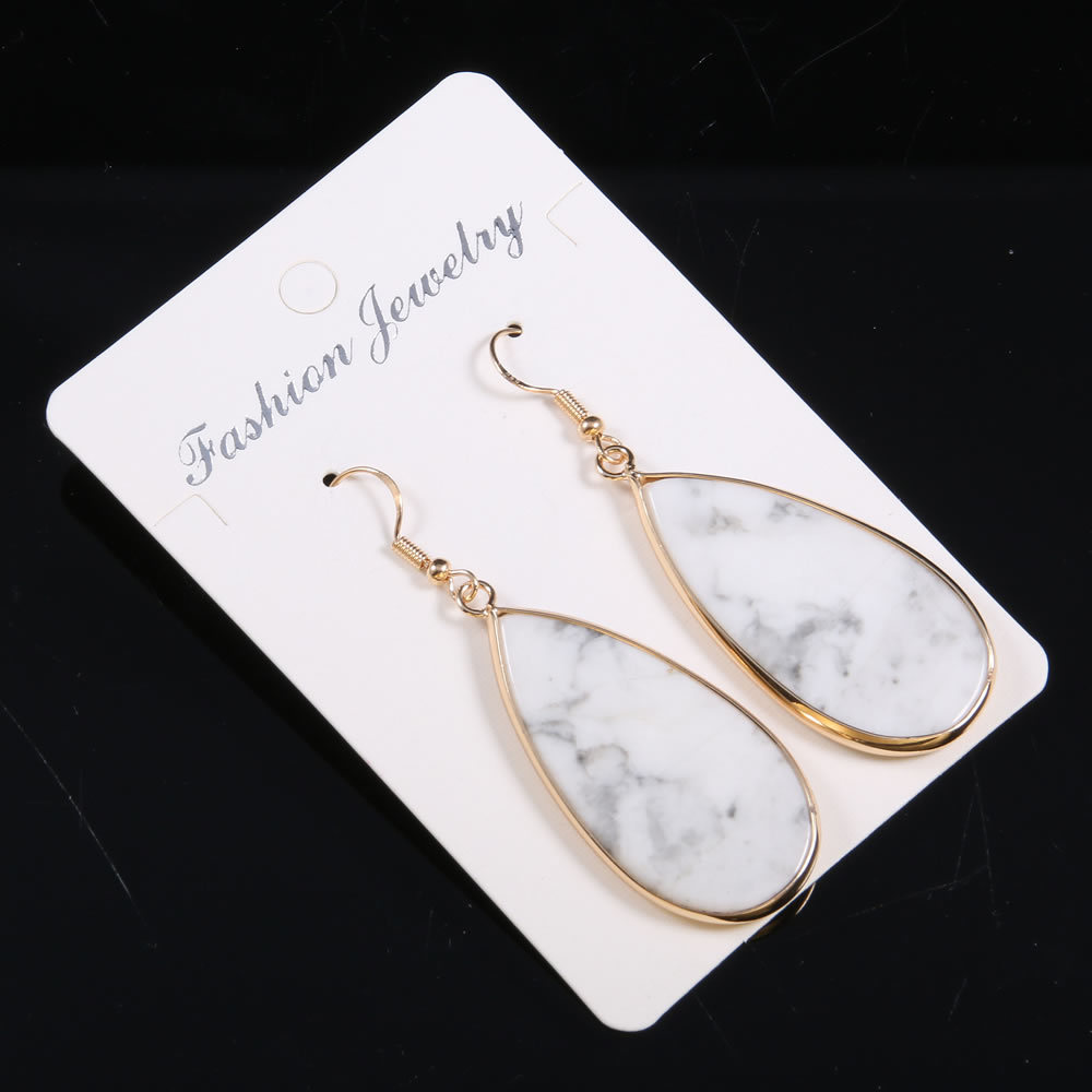 【小额批发】天然石头半宝石扁水滴形半宝石耳坠-22x45mm详情9