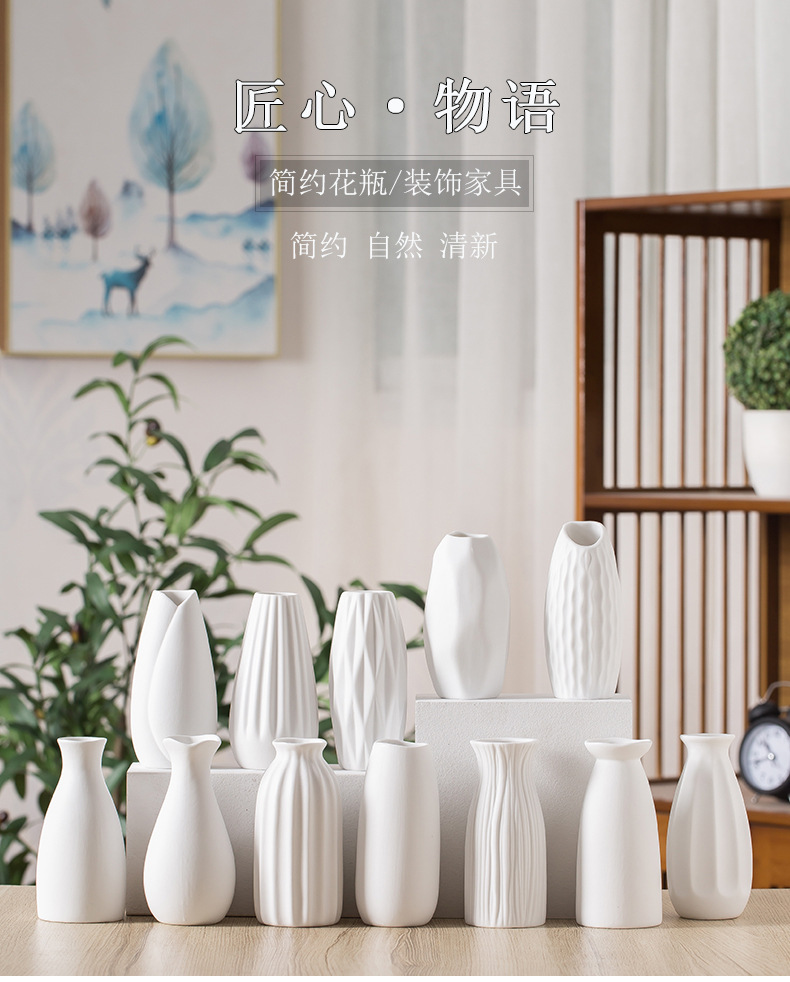 2025 Frosted unfired white ceramic small vase Mini Creative and simple living room home flower arrangement and dried flower decoration piece pic 1