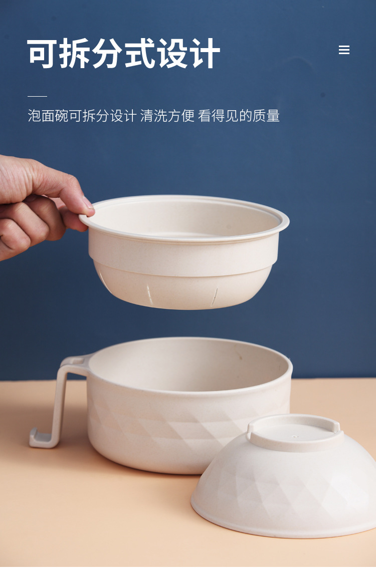 Factory direct sales of bamboo fiber instant noodle bowls, round bento boxes with LIDS for student dormitories, Korean-style instant noodle bowl wonders pic 8