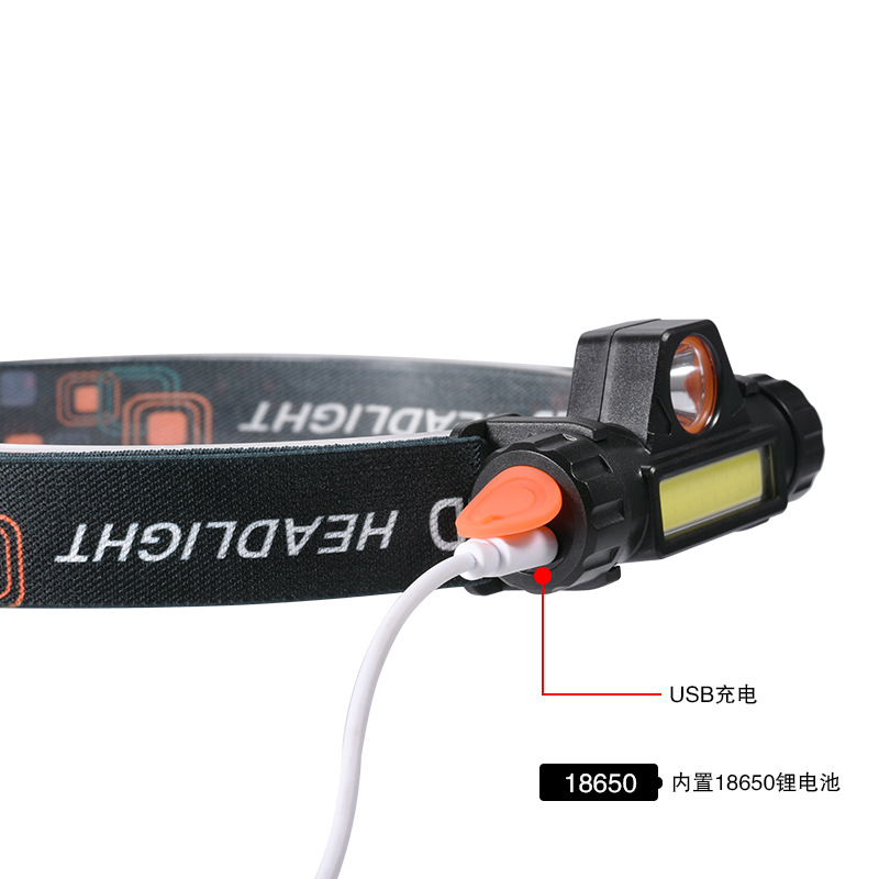 Cross-border 3030+COB multi-functional strong headlight with built-in 14500 lithium battery, outdoor USB direct charging work light pic 9