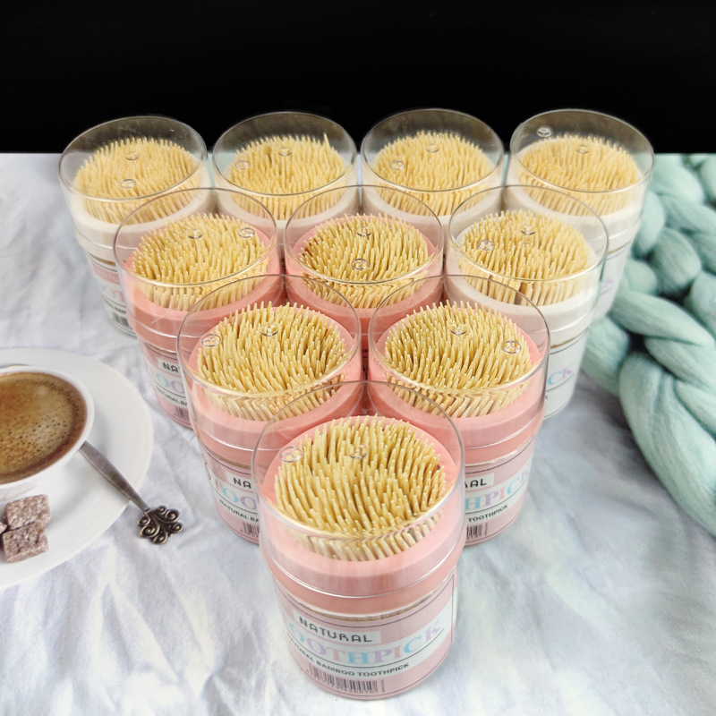 牙签300支装 家居日用百货圆筒装双头竹制一次性牙签地毯牙签果签详情9