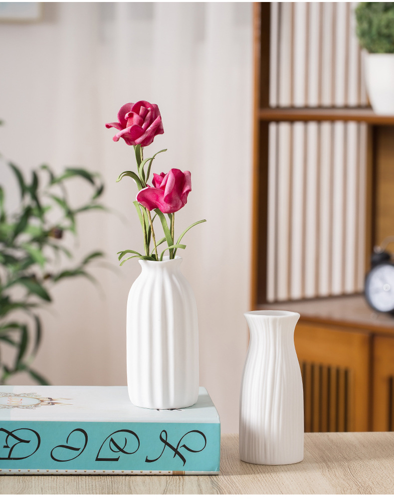 2025 Frosted unfired white ceramic small vase Mini Creative and simple living room home flower arrangement and dried flower decoration piece pic 3