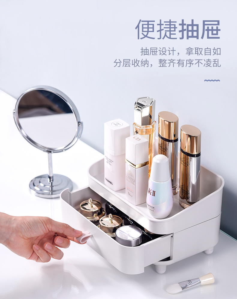 Plastic desktop cosmetic storage box, dust-proof and organizing cosmetic box, creative sundries storage box, desktop storage box pic 8