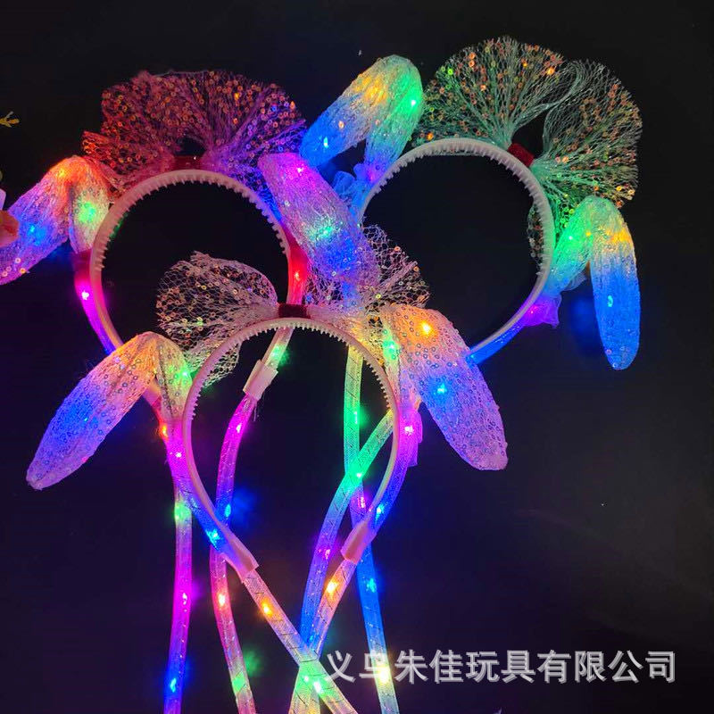 网红发光气囊兔耳朵一捏会动耳朵发光头箍儿童玩具夜市摆摊小商品详情16