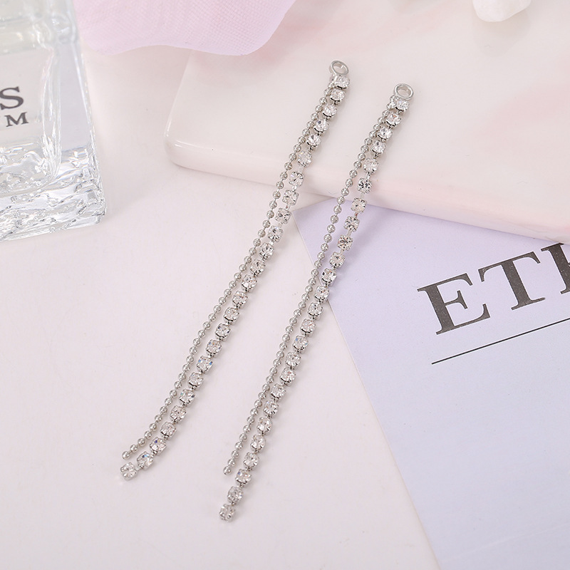 Best-selling diy water diamond claw chain, welded earrings, tassel accessories, earrings, versatile heart-shaped round five-pointed star ear strings pic 10