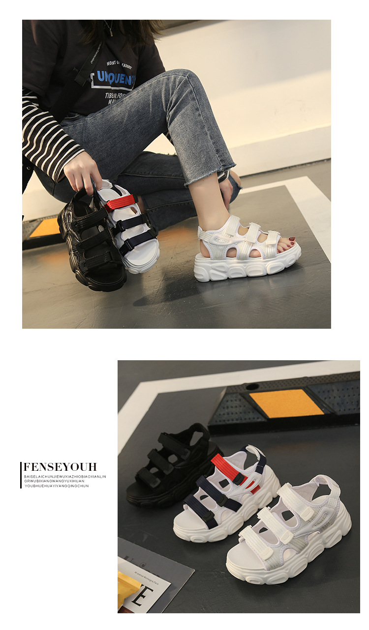 跨镜凉鞋女2025夏季新款韩版学生耐地磨轻便厚底魔术贴松糕鞋批详情19