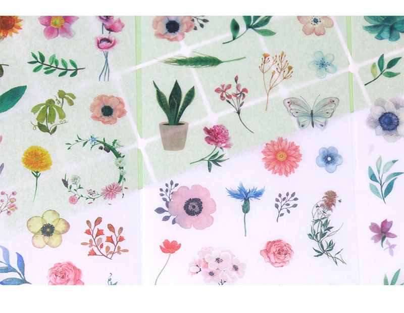 原创创意手账贴艳丽彩色花朵植物水彩清新素材和纸贴纸6张入详情8
