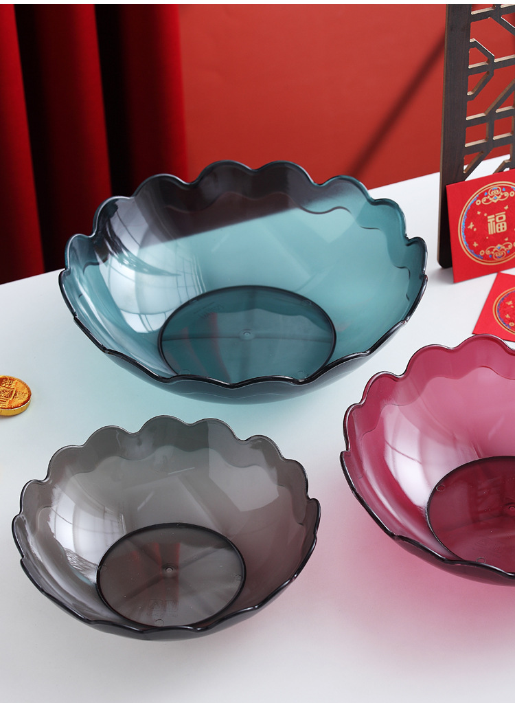 Simple home living room plastic fruit plate three-piece set, New Year snack candy plate, kitchen vegetables, blue fruit basket pic 14