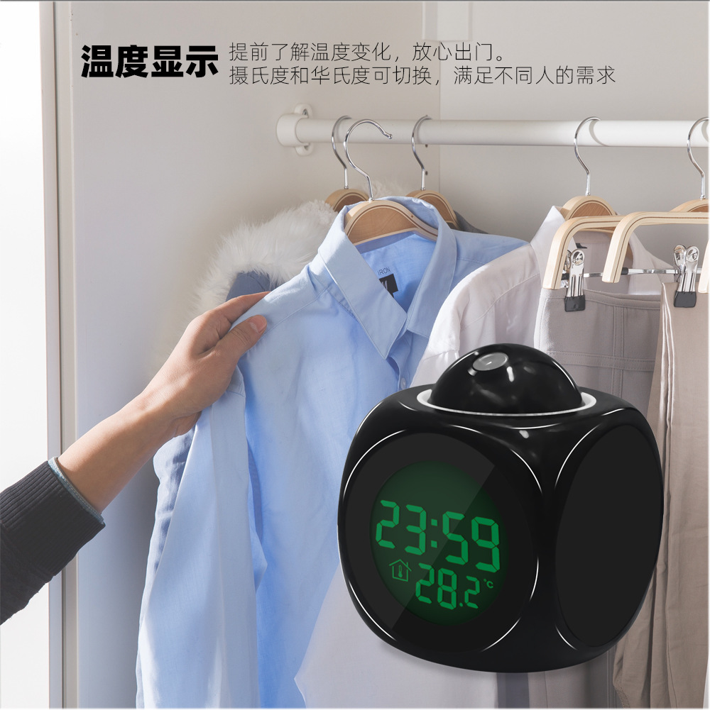New multi-functional English projection clock, LED light projection alarm clock, voice announcement clock projection clock pic 20