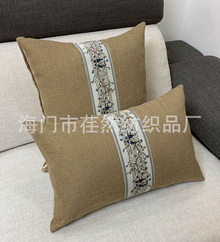 New Chinese-style linen throw pillows, chair furniture, backrest cushions, redwood sofa backrest, rectangular waist pillow with core pic 4