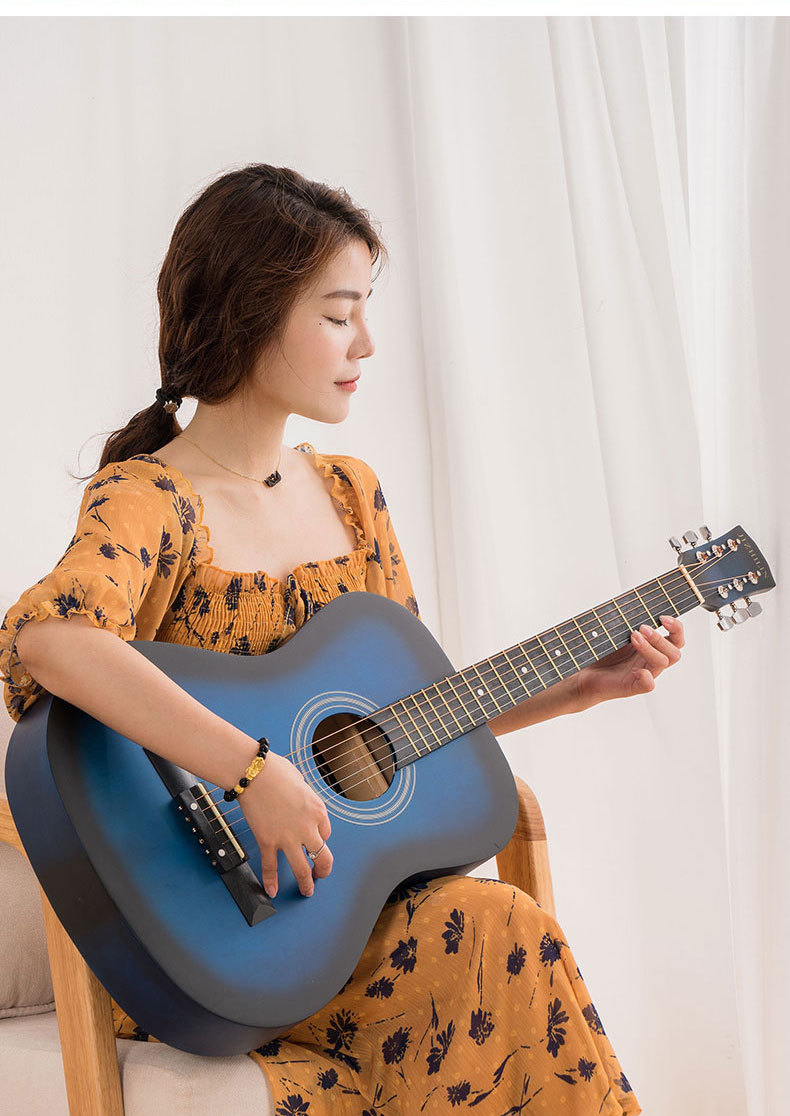 A complete set of 30-inch and 36-inch rounded corner acoustic guitars for students, beginners, and novice acoustic guitars to start practicing pic 22
