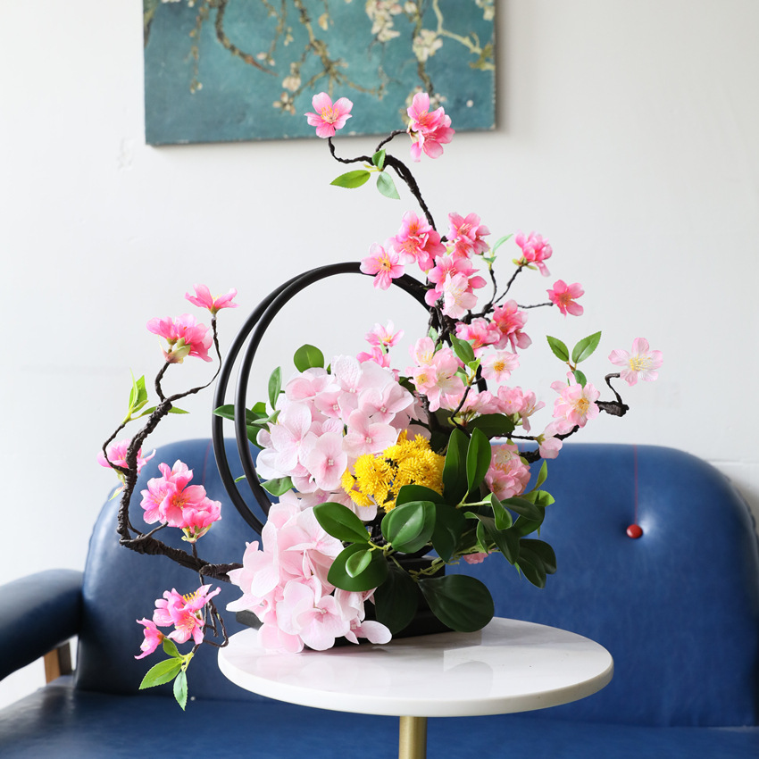 Red plum blossoms, artificial flowers, large foam branches, cherry blossoms, silk flowers, soft furnishings, home decoration, scene arrangement, artificial plants, ecological beautification of space pic 5