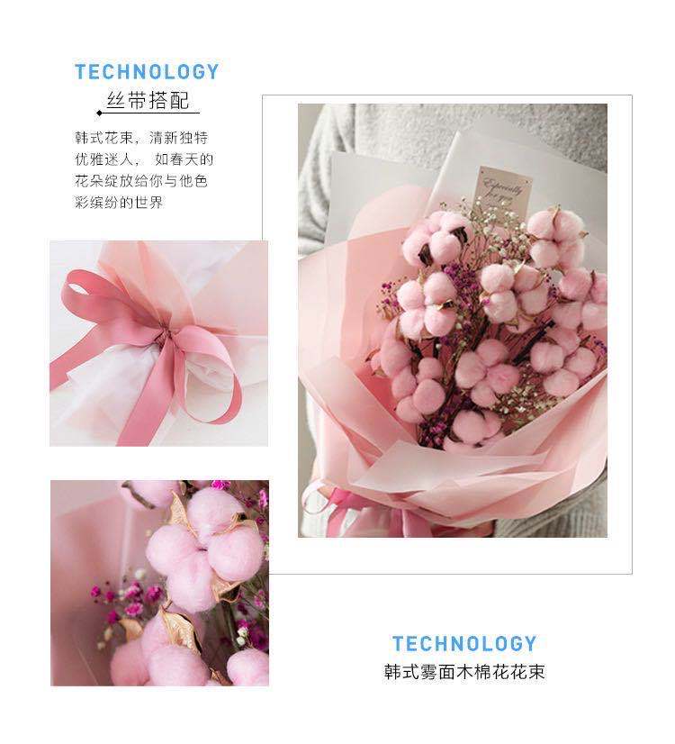 鲜花包装纯色雾面纸批发半透明防水韩素纸花店花束包装材料雾面纸详情4