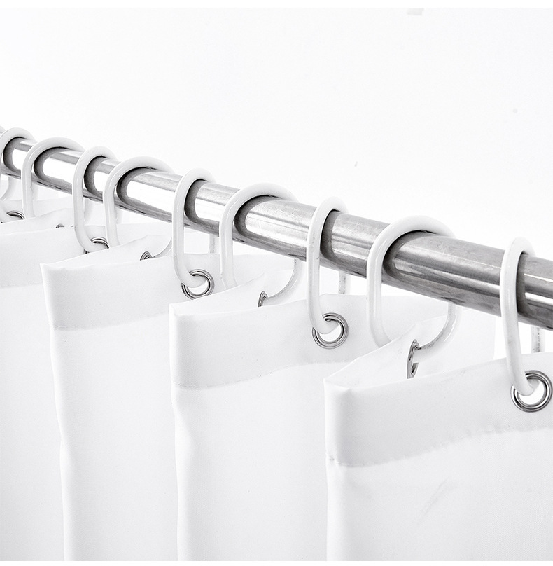 Wholesale of cross-border white thickened plain polyester bath curtains, waterproof bathroom curtains for hotels and guesthouses pic 20