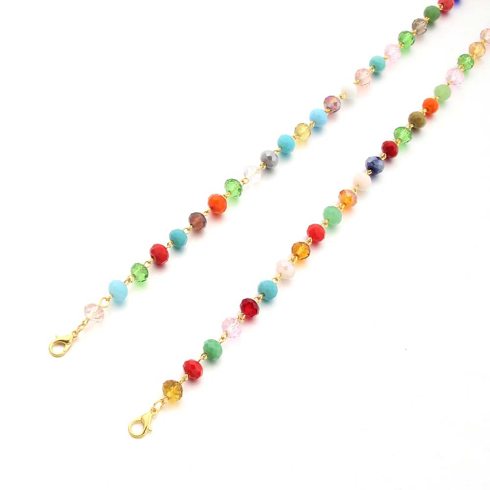 Factory direct sales of mixed-color crystal beads, handcrafted curved needle mask chain, crystal bead necklace, anti-drop and anti-fall necklace, lobster clasp pic 4