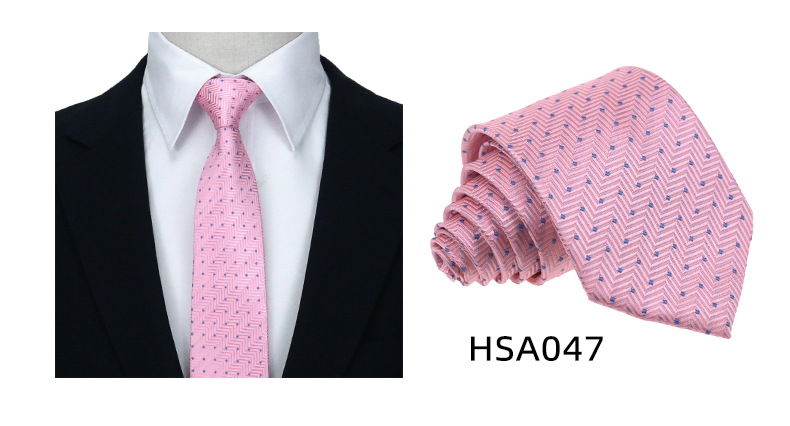 男士高级商务领带制服西装休闲7.5cm宽涤丝婚礼伴郎手打格子领带详情15