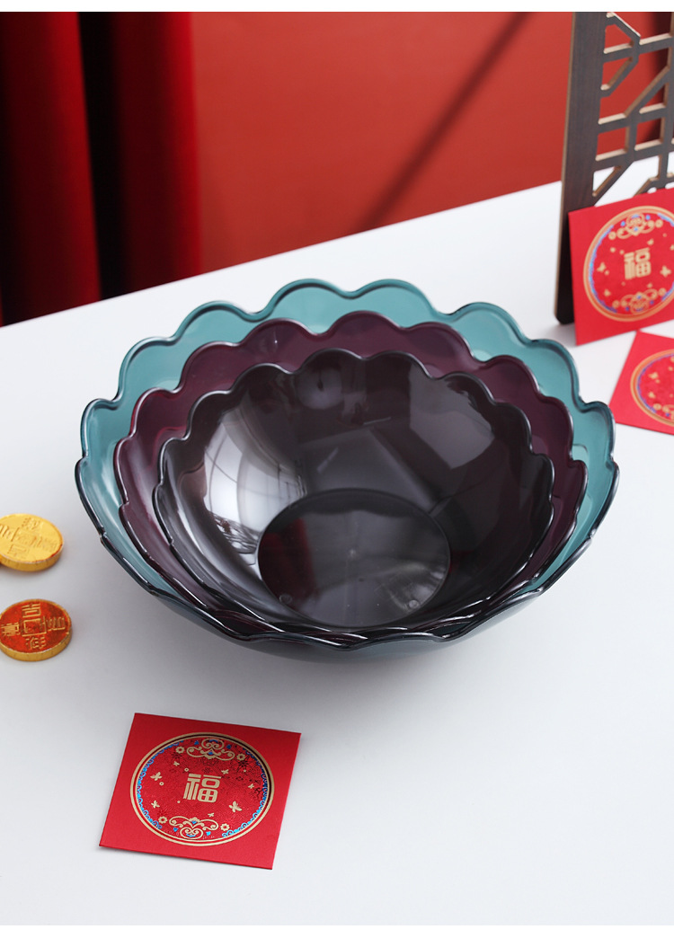Simple home living room plastic fruit plate three-piece set, New Year snack candy plate, kitchen vegetables, blue fruit basket pic 15
