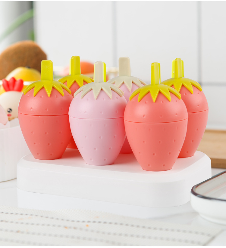 万福卡通小鸡草莓冰棒模 四格六格冰模自制冰棍冰激凌冻雪糕模具详情10