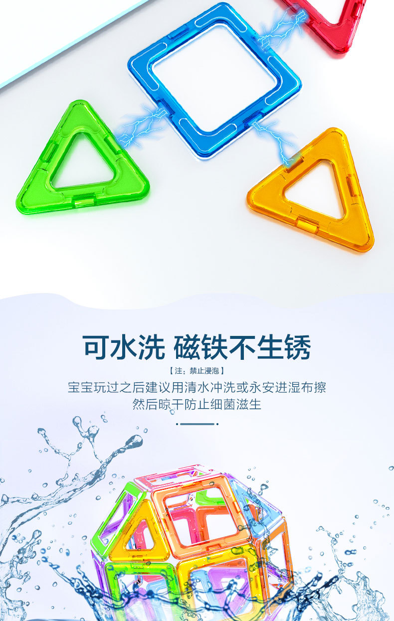 批发益智磁力片积木散片散件跨境儿童益智玩具磁性积木玩具补充装详情10