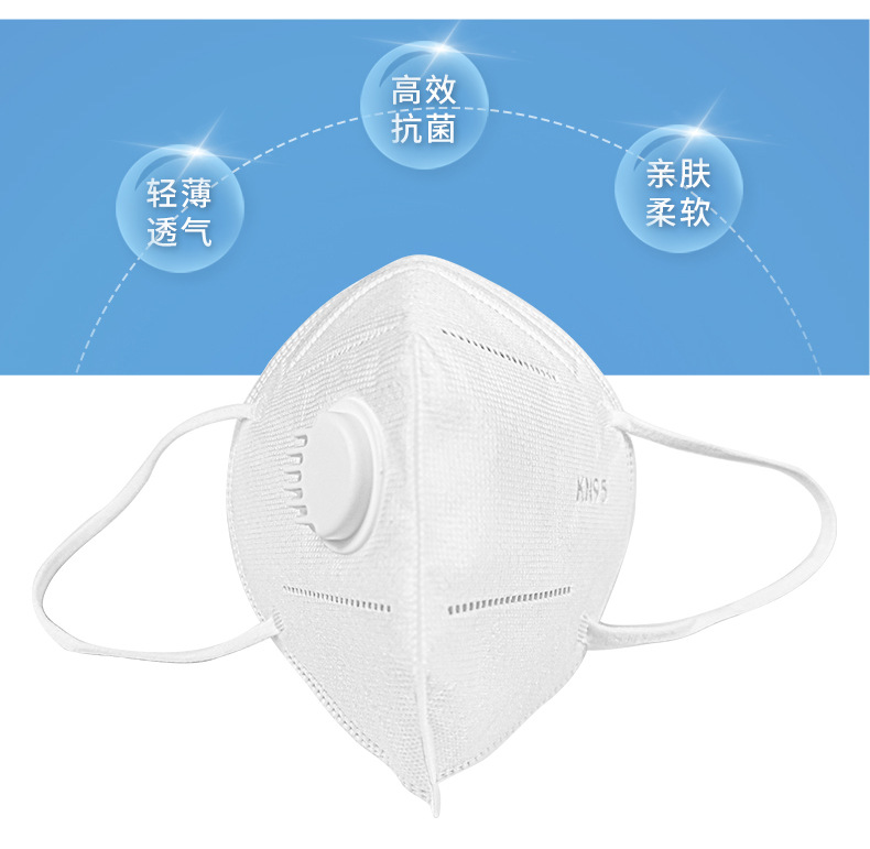 kn95 disposable protective civilian mask with valve outlet, multi-color independent packaging, anti-particle droplet folding pic 4