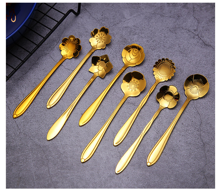 不锈钢樱花勺婚礼伴手礼玫瑰花勺子燕窝蜂蜜勺不锈钢咖啡勺详情12