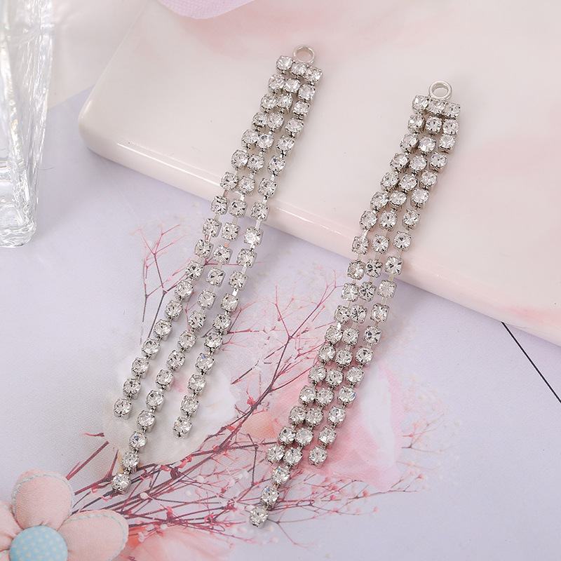 Best-selling diy water diamond claw chain, welded earrings, tassel accessories, earrings, versatile heart-shaped round five-pointed star ear strings pic 16