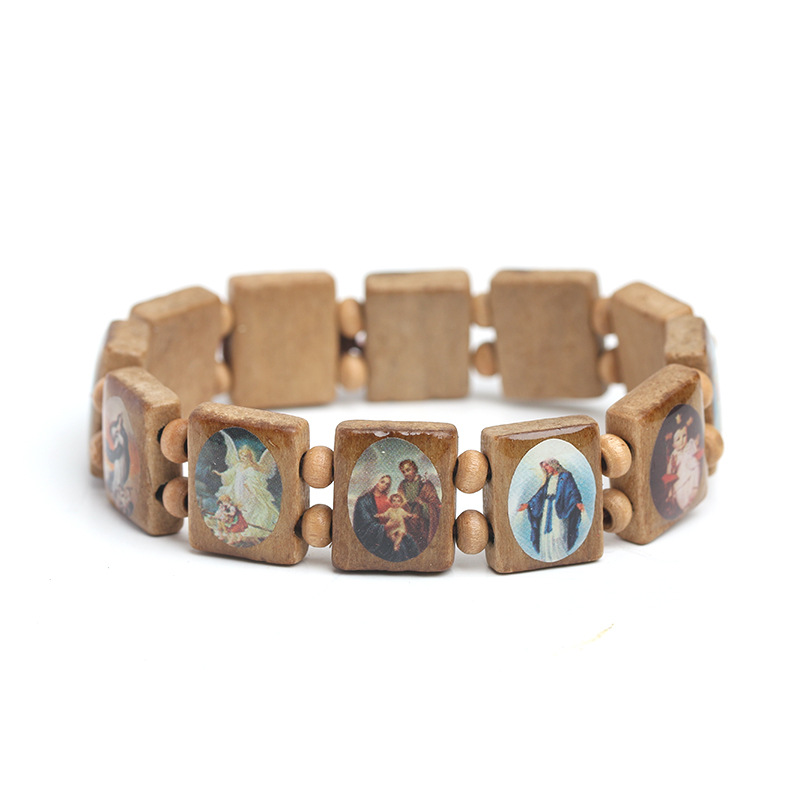 Natural wooden bracelets for both men and women, oil-dripping colored prayer beads bracelets, AliExpress export accessories wholesale pic 13