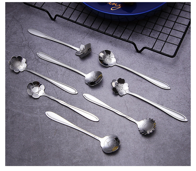 不锈钢樱花勺婚礼伴手礼玫瑰花勺子燕窝蜂蜜勺不锈钢咖啡勺详情13