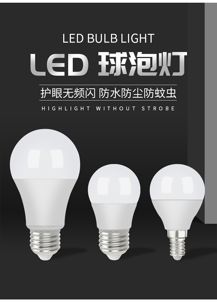 led灯泡E27螺口220V球泡灯110V节能高亮日规100V跨境热卖电商专供详情2