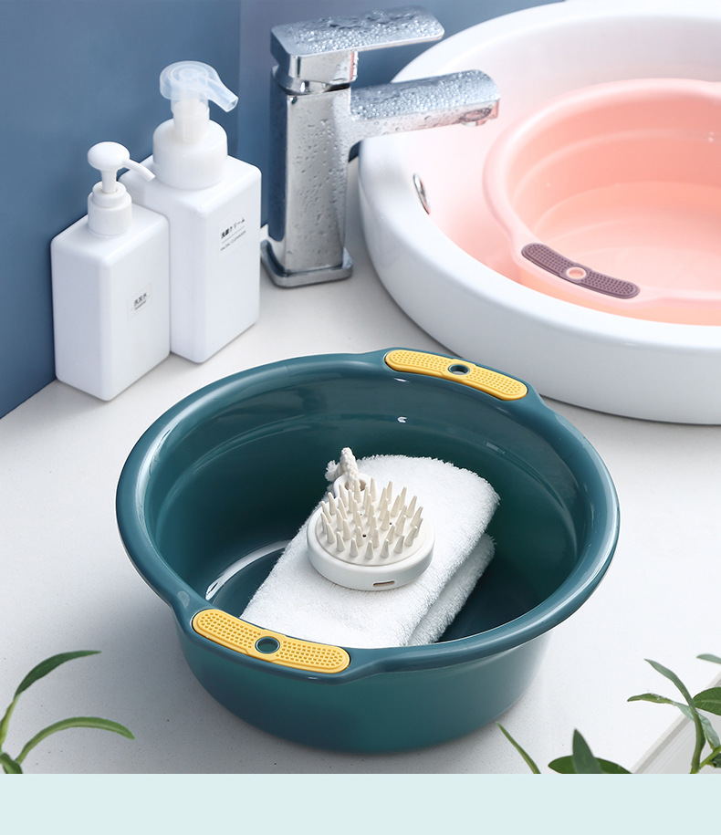 Thickened household washbasin, adult plastic laundry basin, double-eared baby foot basin, kitchen vegetable basin, plastic washbasin pic 12