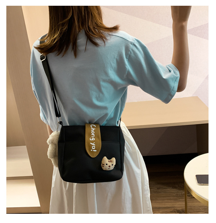 Summer new canvas bag for women, Korean-style teenage girl single-shoulder bag, ins crossbody small square bag, cute girl bag pic 34