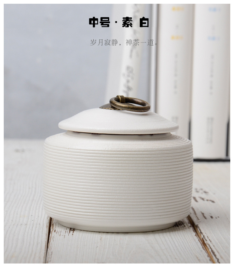 复古粗陶密封罐拉丝无釉醒茶罐防潮普洱茶仓大小号粗陶铜扣茶叶罐详情20