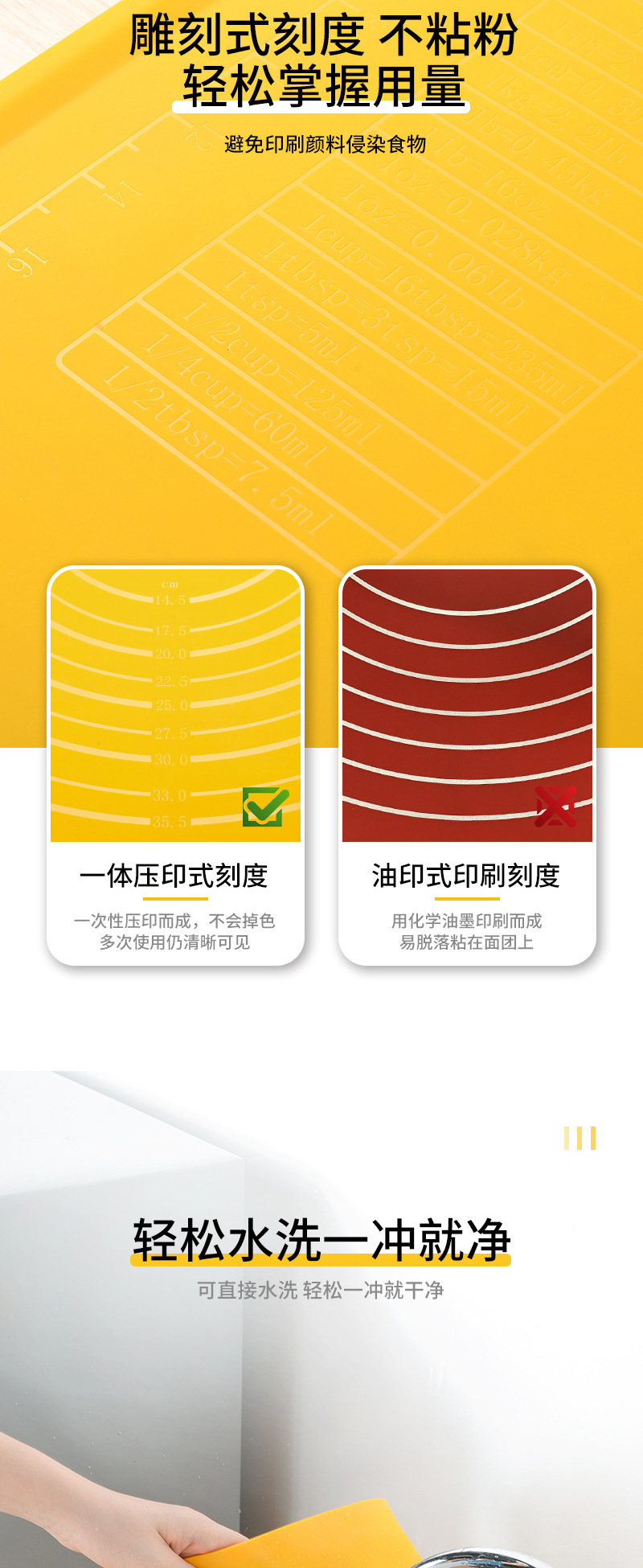 A 3-piece set of multi-functional thickened silicone dough kneading pads, non-stick rolling pads, dough pads, cutting boards and baking pads pic 8