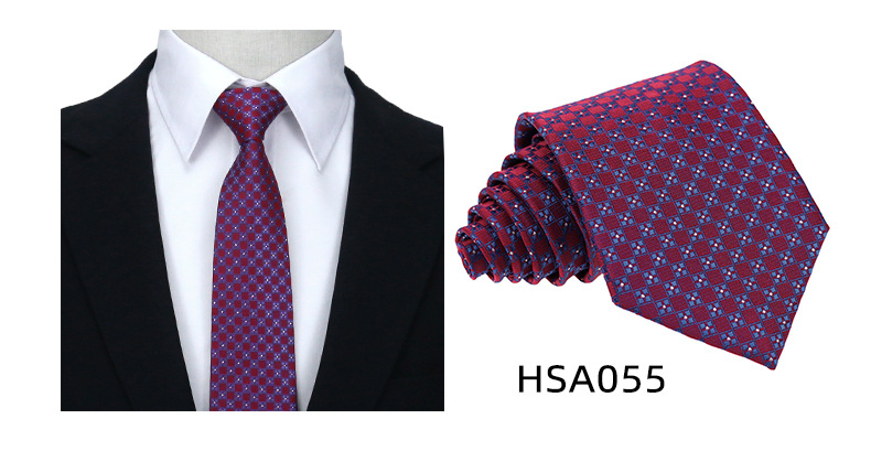 男士高级商务领带制服西装休闲7.5cm宽涤丝婚礼伴郎手打格子领带详情23