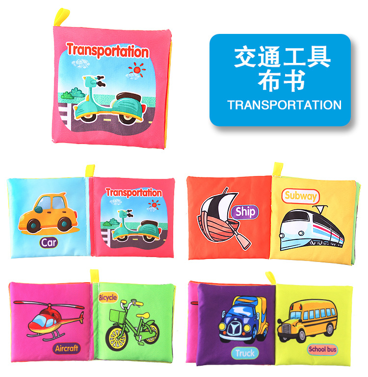 Amazon cross-border 3D baby cloth books, early education toys, English palm books, animal number recognition baby cloth books pic 55