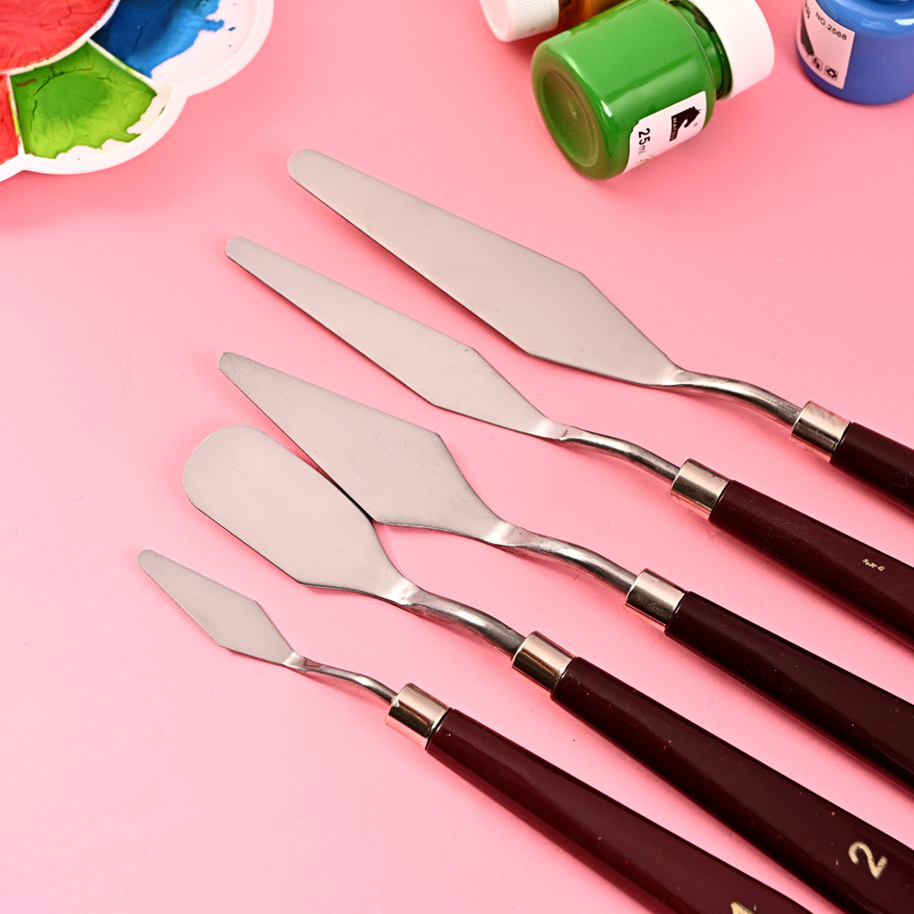 Cross-border Amazon 5-piece oil Painting scraper set, Color mixing scraper Art acrylic painting 5-piece oil painting scraper set pic 25