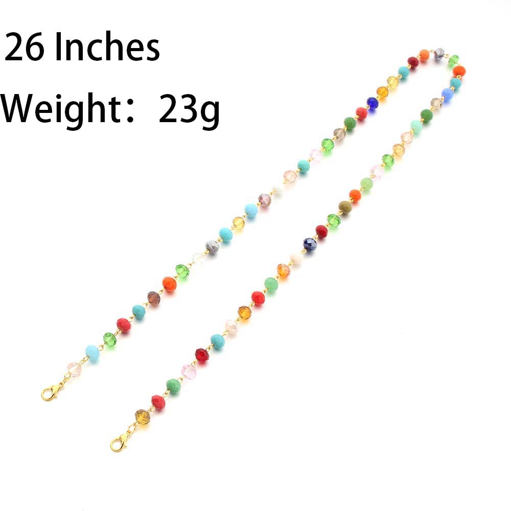 Factory direct sales of mixed-color crystal beads, handcrafted curved needle mask chain, crystal bead necklace, anti-drop and anti-fall necklace, lobster clasp pic 3
