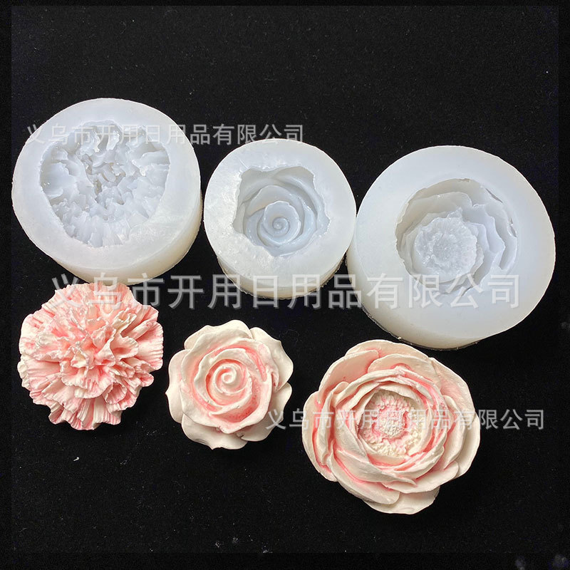 康乃馨山茶花玫瑰花朵雾面硅胶模DIY滴胶石膏蜡烛手机壳装饰摆台详情6