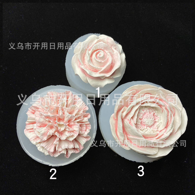 康乃馨山茶花玫瑰花朵雾面硅胶模DIY滴胶石膏蜡烛手机壳装饰摆台详情3