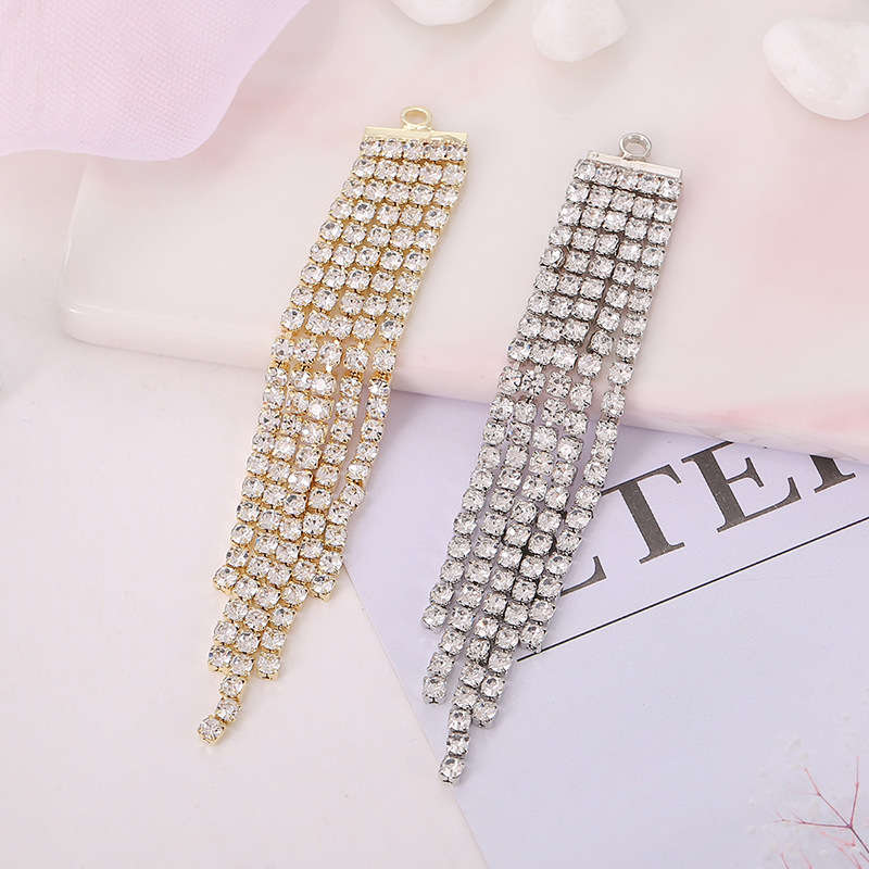 Best-selling diy water diamond claw chain, welded earrings, tassel accessories, earrings, versatile heart-shaped round five-pointed star ear strings pic 5