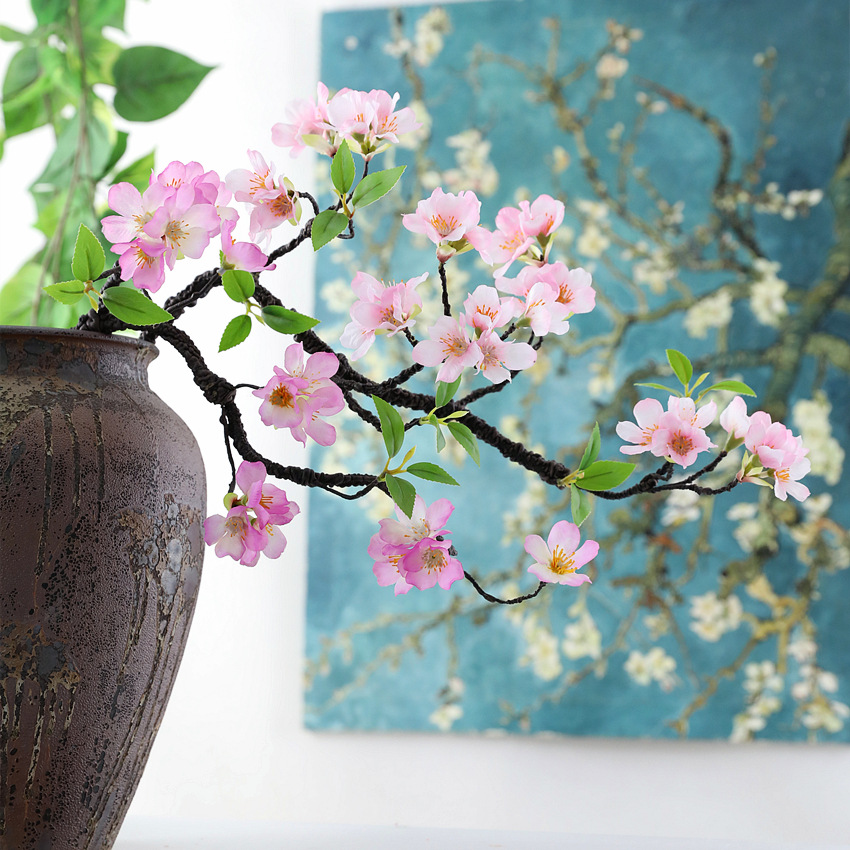 Red plum blossoms, artificial flowers, large foam branches, cherry blossoms, silk flowers, soft furnishings, home decoration, scene arrangement, artificial plants, ecological beautification of space pic 7
