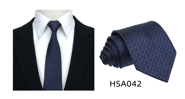 男士高级商务领带制服西装休闲7.5cm宽涤丝婚礼伴郎手打格子领带详情10